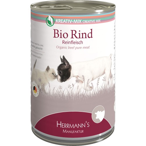 48er-SET 100% Bio Rind 400g Hund und Katzen Nassfutter Herrmann