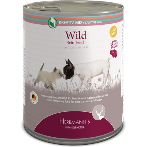 24er-SET 100% Wild NICHT BIO 800g Hund und Katze Nassfutter Herrmann
