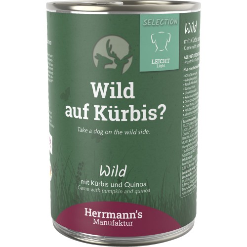 48er-SET Wild NICHT BIO mit Kürbis Quinoa und Cranberry 400g Hund Nassfutter Herrmann