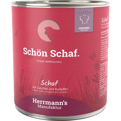 24er-SET Schaf NICHT BIO Zucchini Kartoffel 800g Hund Nassfutter Herrmann
