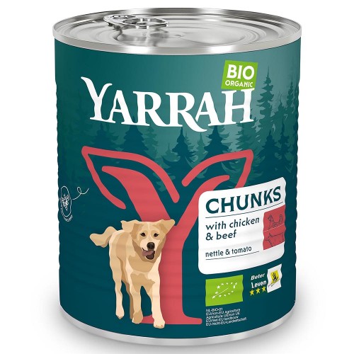 24er-SET Bio Bröckchen mit Huhn und Rind 820g Hund Nassfutter Yarrah