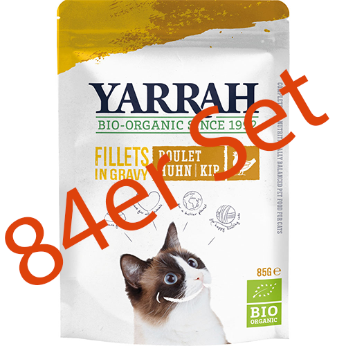 84er-Set Bio Filet mit Huhn in Sauce 85g Katze Nassfutter Yarrah