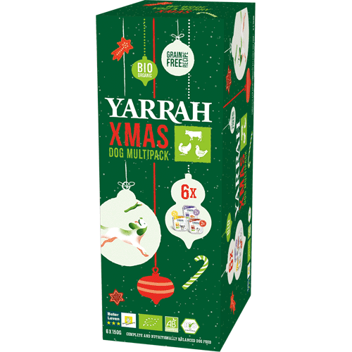 Multi-Pack für Hunde verschiedene Sorten Bio Pate 6x150g (in weihnachtlicher Verpackung) Hund Nassfutter Yarrah